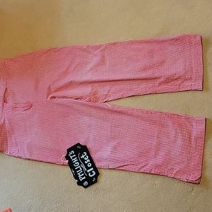 David Paul New York Capri Pants 16 Red White Check